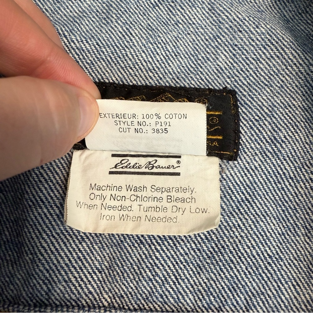 Vintage Eddie Bauer Blue‎ Denim Jean Jacket Mens Large 90s Rare Sz M Streetwear - Picture 7 of 11